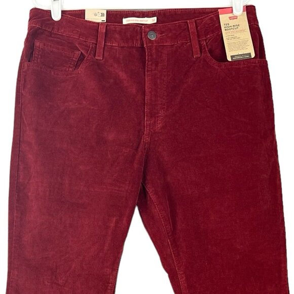 Levi's 725 Women's Stellar Stretch Burgundy Corduroy Pants Size 32 Boot Cut NWT - Picture 3 of 11